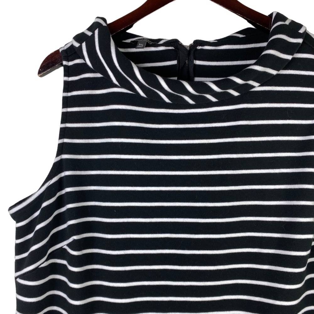 Talbots 3XP 3X 22 24 Petite Dress Shift Sheath Stripe Black White Slvss Stretch - Picture 2 of 5